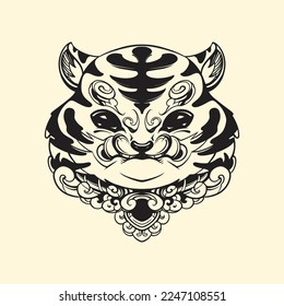 Japanese cute tiger vector art
