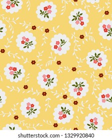Japanese Cute Yellow Flower Pattern