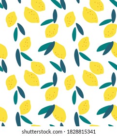 Japanische Cute-Yellow-Lemon-Vektorgrafik - Nahtloses Muster