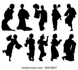 Japanese dancer silhouettes