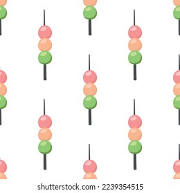 Japanese Dango dessert with 3 different colors. Pattern