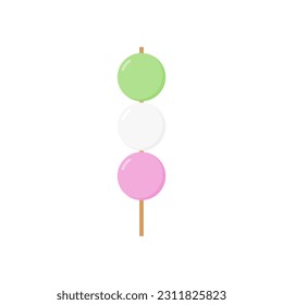 japanische Dango-Flach-Design, Vektorgrafik. japanische Küche und Straßenspeisen