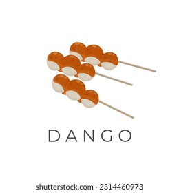 Japanische Dango-Illustration-Logo mit Bambus-Skewer