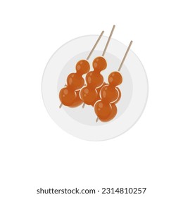 Japanese Dango Illustration Logo On A White Plate