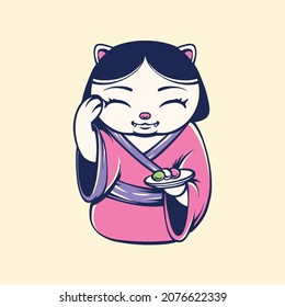 japanese dango neko vector art 