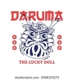 Diseño de la ilustración de la camiseta de la muñeca Daruma japonesa. Traducción: "Daruma"