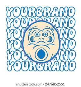 Japanese Daruma Doll streetwear shirt illustration design.
