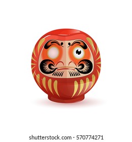 Japanese Daruma doll. Vector illustration on white background. Cartoon style. Isolated.