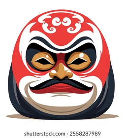 Japanese daruma doll. Vector isolated illustration.