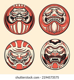 japanese daruma doll vector set 