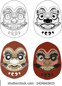 Japanese Daruma Doll vector for Tattoo and Print.