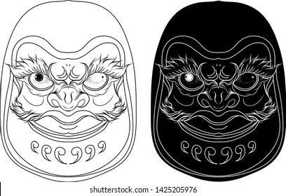 Japanese Daruma Doll vector for Tattoo and Print.