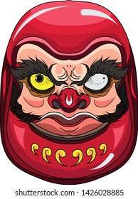 Japanese Daruma Doll vector for Tattoo and Print.coloring books daruma.Japanese lucky doll tattoo.