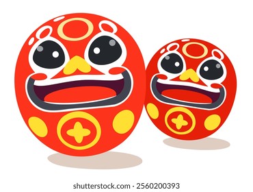 Japanese daruma dolls. Vector isolated illustration
