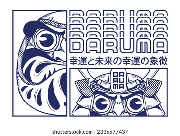 Diseño de camiseta de ilustración Daruma japonesa