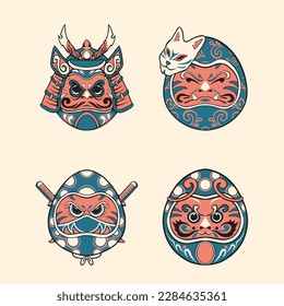 	
Arte vectorial de máscara Daruma japonesa