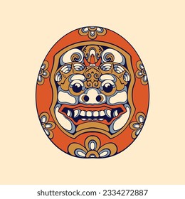 	
Japanese Daruma mask vector art