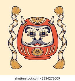 Japanese Daruma mask vector art