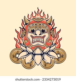 	
Japanese Daruma mask vector art