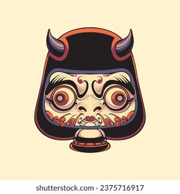 Japanese Daruma mask vector art