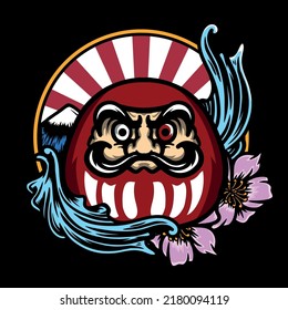 Japanese Daruma Mask Vector Illustration