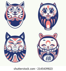 japanese daruma neko vector girl