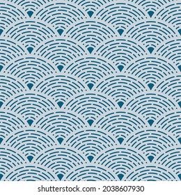 Japanese Dashed Line Circle Wave Vector Seamless Pattern