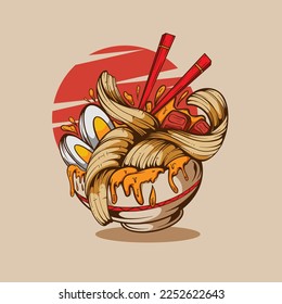 JAPANESE DELICIOUS RAMEN VECTOR ILLUSTRATION