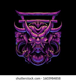 Japanese demon art vector illustration