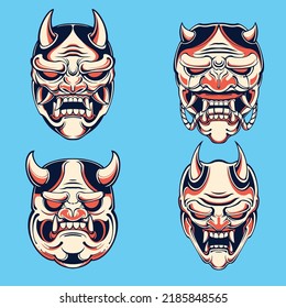 Japanese Demon Art Vector Set 