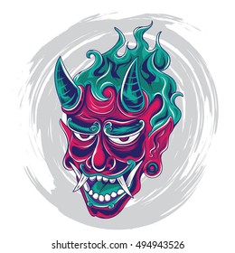 Japanese demon face tattoo design