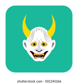 Japanese demon mask 4 in flat color