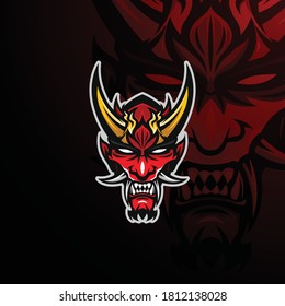 Japanese Demon mask esports logo vector