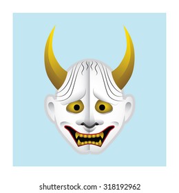 Japanese demon mask illustration
