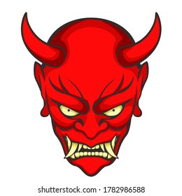 japanese demon mask illustration , perfect for shirt design, product mascot, etc