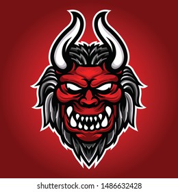 Japanese Demon Mask Oni Vector Suitable for eSPORT or Gaming logo