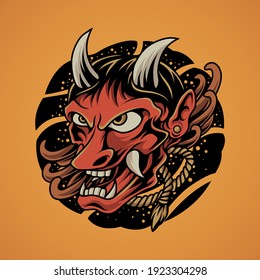 Japanese demon mask vector illustration