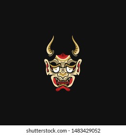 japanese demon masks. editable vector graphic for mascot and other use