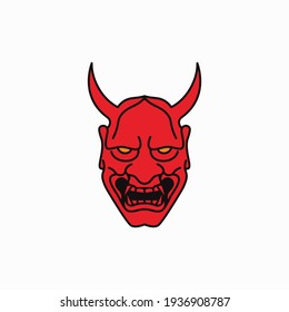 Japanese Demon Oni Mask Logo Design Stock Vector (Royalty Free) 1936908787