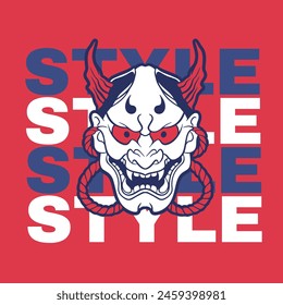 Japanese Demon Oni Mask Logo Design vector illustration	