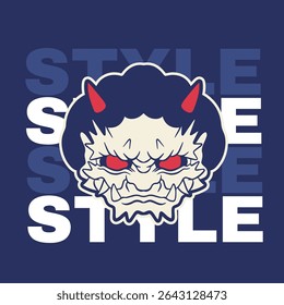 Japanese Demon Oni Mask Logo Design vector illustration	
