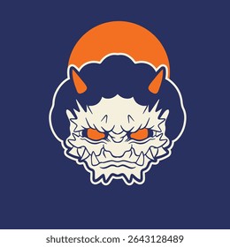 Japanese Demon Oni Mask Logo Design vector illustration	
