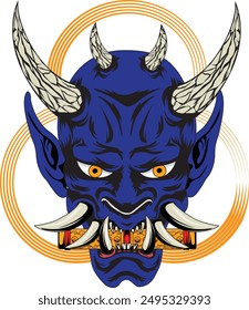 Japanese demon oni mask samurai vector mascot