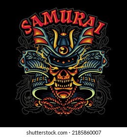 Japanese demon ronin samurai illustration vector