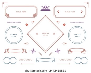 Japanese design frames and decorative icons set material