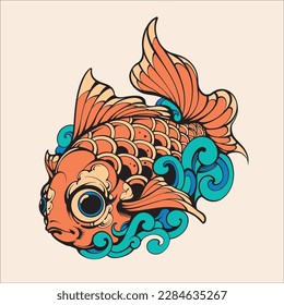 Japanese design goldfish vector art