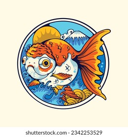 Japanese design goldfish vector art
