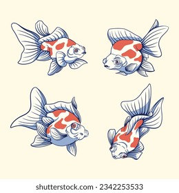 Japanese design goldfish vector art