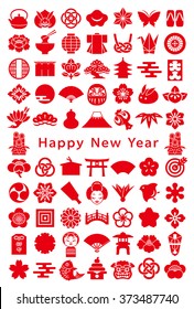 Japanese design icons. new year card.