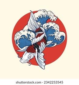 Japanese design koi vector art